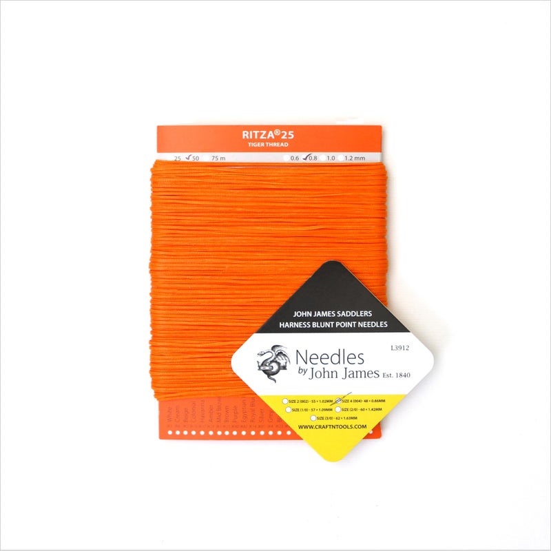 Ritza 25 Tiger Thread Orange 0.8mm RITZA 25 Tiger Thread for Leather Craft | Waxed Tiger Thread | Ritza 25 Thread | Waxed Polyester | Saddlers Thread - Image 3